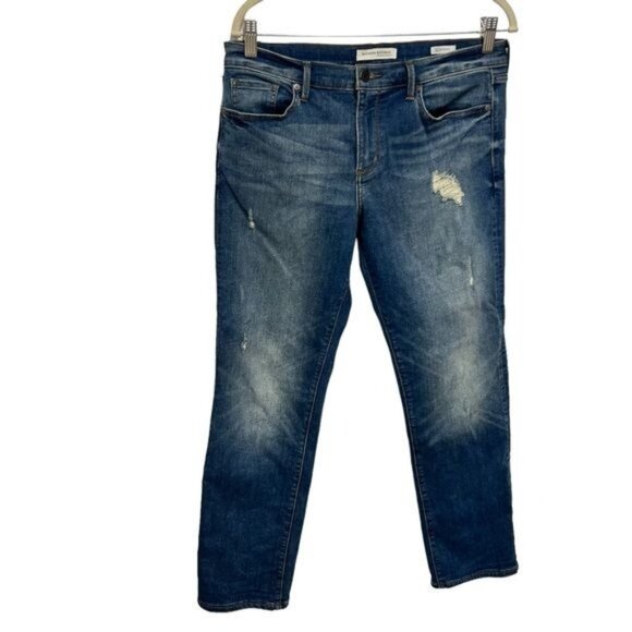 Banana Republic Straight Distressed Medium Wash Jeans, Size 30 - Picture 1 of 6